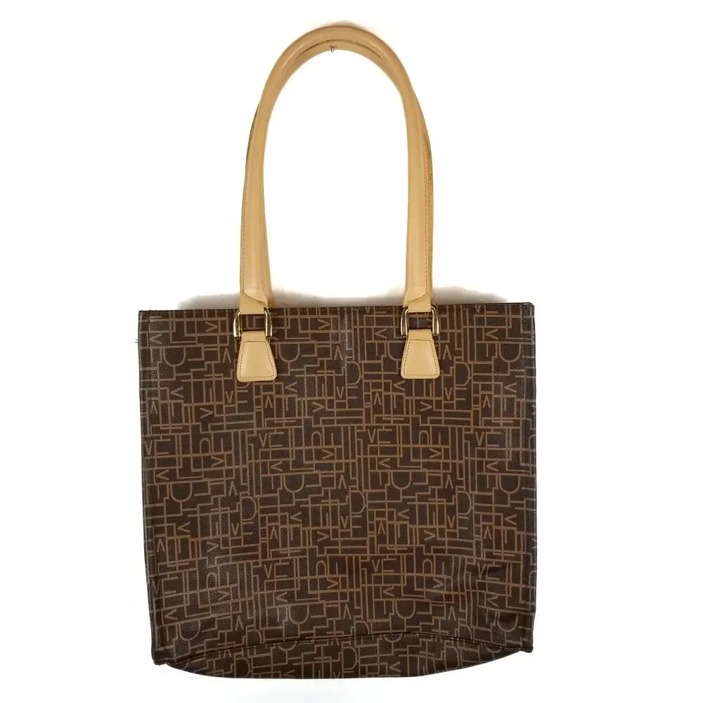 Diane Von Furstenberg Canvas Coated Brown Logo Signature Tote Bag